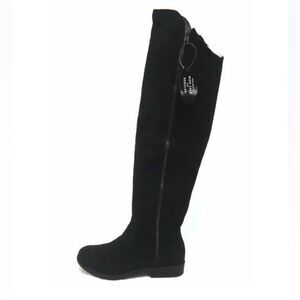 Style & Co. Hadley Black Faux Suede Over Knee Boots size 6.5 Zipper Goth Witchy